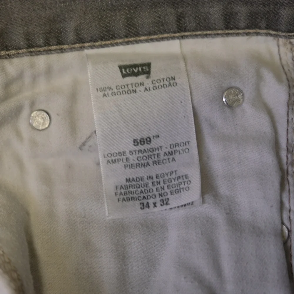 Levis 569 Loose Straight Leg Jeans Mens 34x32 Gray‎ Denim Relaxed Fit Casual